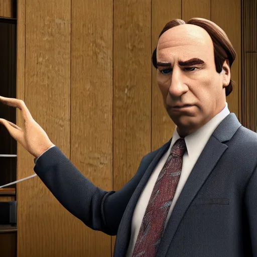 Prompt: Saul Goodman as a defense attorney, in a courtroom, shrek as the defendant | hyper realistic Unreal Engine Render, 8K