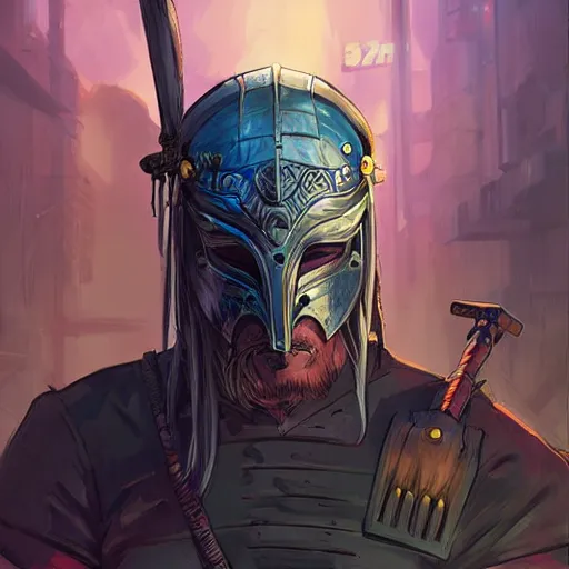 Image similar to cyberpunk viking helmet mask warrior goddess robot ninja fantasy, art gta 5 cover, official fanart behance hd artstation by jesper ejsing, by rhads, makoto shinkai and lois van baarle, ilya kuvshinov, ossdraws