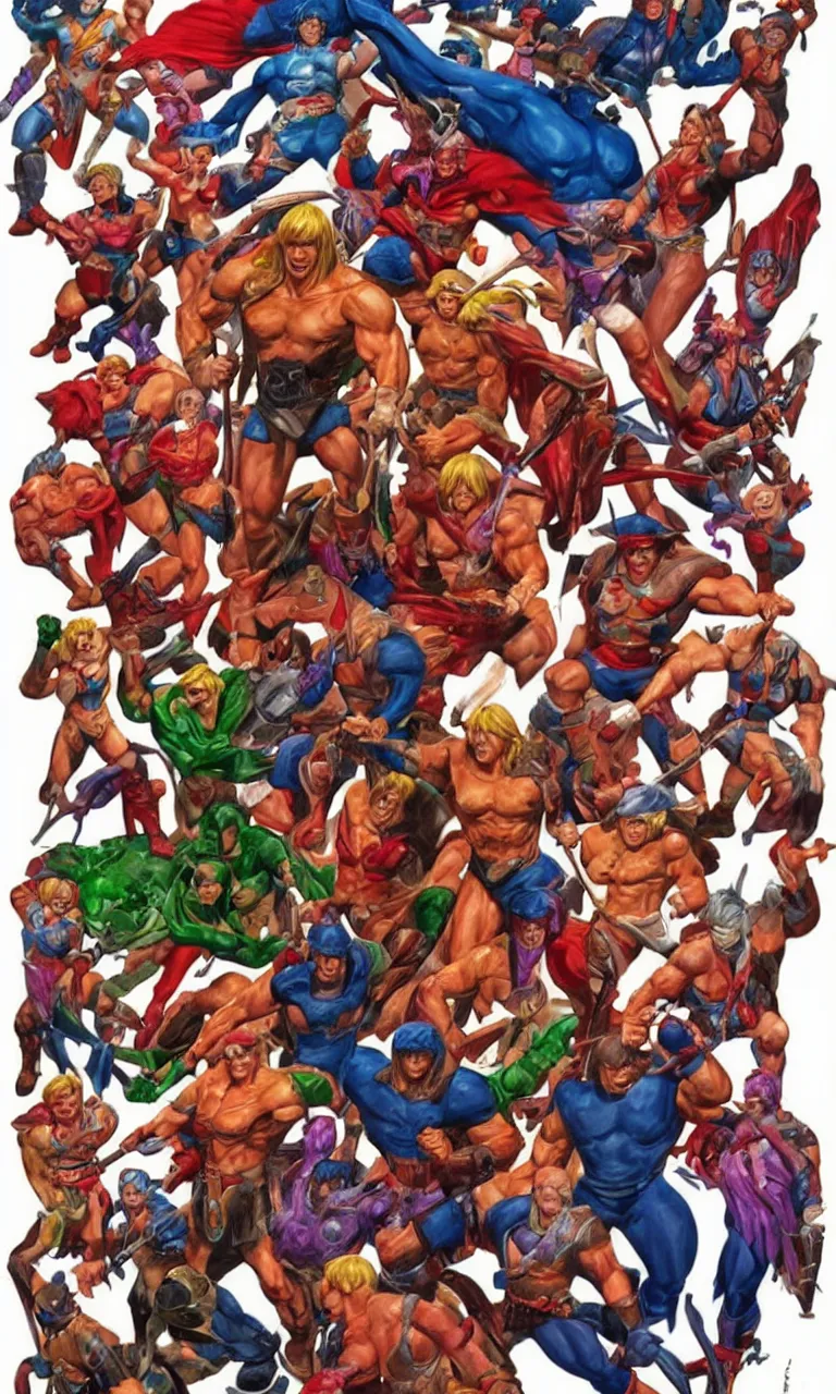 Image similar to he - man full body character design by alex ross