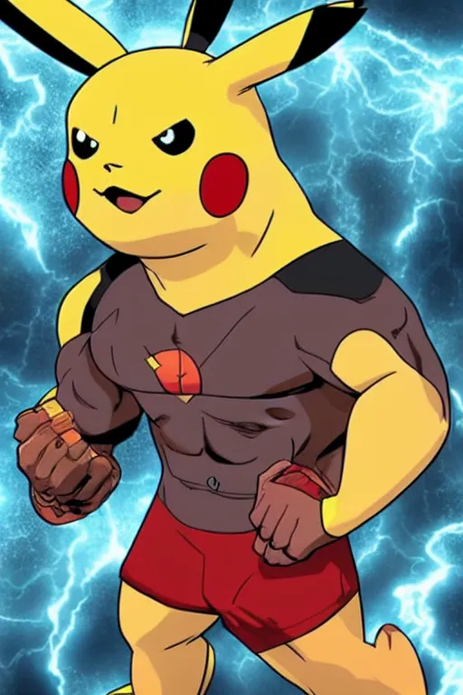 Prompt: Breathtaking comic book style of Pikachu and Dwayne Johnson fusion, high quality, 8k, very detailed