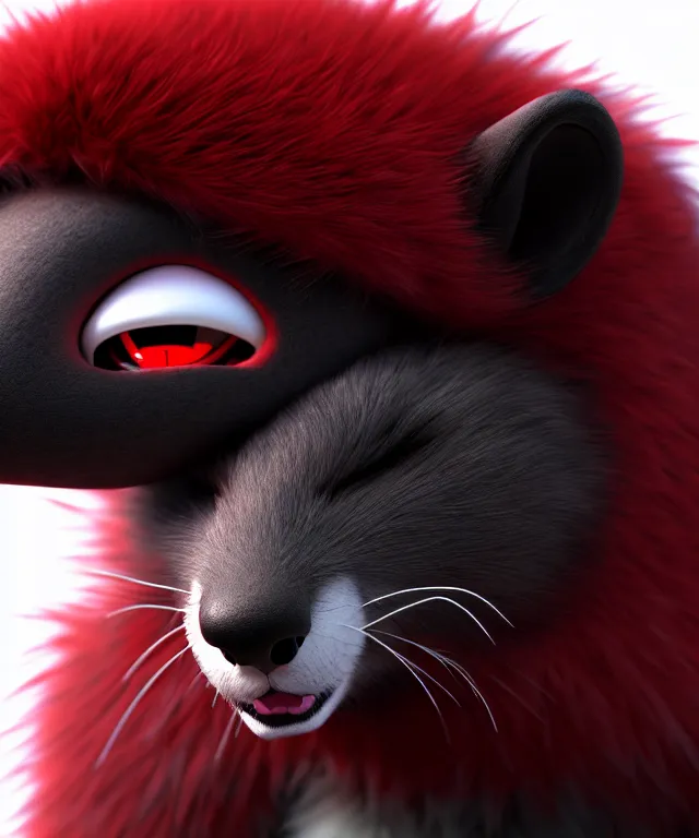 Image similar to furry - male - red - black - weasel - geistcaller - fursona uhd ue 5 visual novel pc game expressions, photorealistic