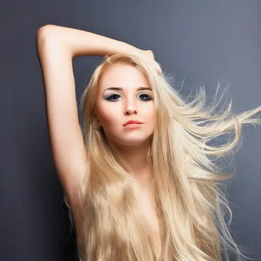 Image similar to a beautiful girl with extremey long blonde hair