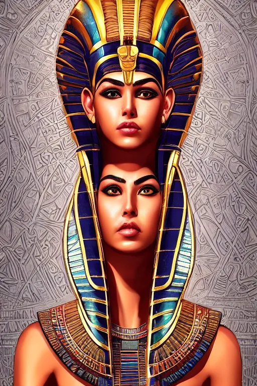 Prompt: a highly detailed beautiful portrait of a egyptian god with facial expression / emotion : enthusiastic in the style of artgerm.