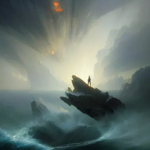 Image similar to ''cinematic shot'' of our world ending made by ivan aivazovsky, peter mohrbacher, greg rutkowski volumetric light effect broad light oil painting painting fantasy art style sci - fi art style realism premium prints available artwork unreal engine