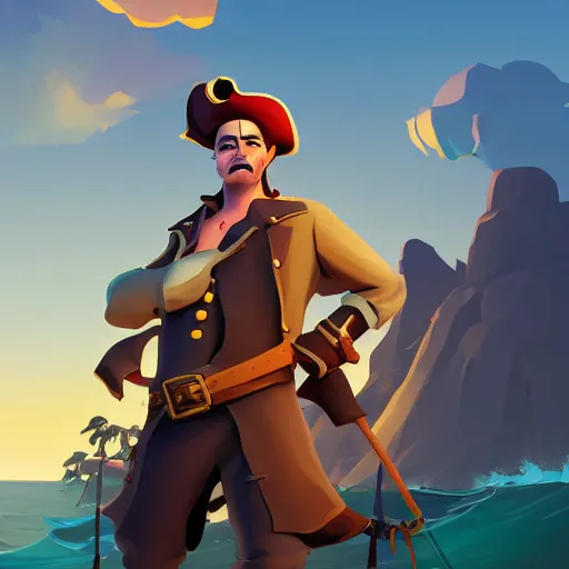 Image similar to painting jack the pirate on sea of thieves game avatar hero smooth face median photoshop filter cutout vector behance hd by jesper ejsing, by rhads, makoto shinkai and lois van baarle, ilya kuvshinov, rossdraws, illustration, art by ilya kuvshinov and gustav klimt