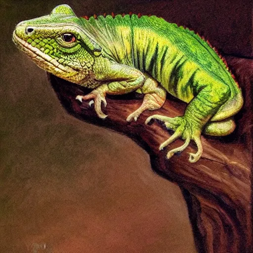 Prompt: portrait of jordan petersen as a lizard