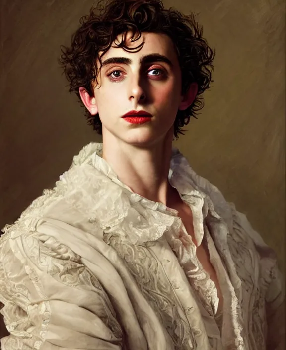 Image similar to portrait of timothee chalamet as her majesty the queen of england, art by! dream portrait of idris elba as a kansas farmer, art by william hogarth and tom bagshaw and alfred sisley, hyperrealism