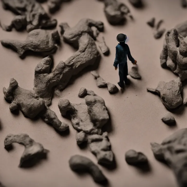 Image similar to a cinematic film still of a claymation stop motion film starring clint eastwood, shallow depth of field, 8 0 mm, f 1. 8