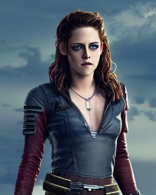 Prompt: kristen stewart ( from twilight ) portraying a beautiful jaina solo from star wars legends, beautiful kristen stewart jaina solo as a rogue squadron pilot, without lightsaber, movie, hyper realistic, hollywood promotional image, imax, 8 k