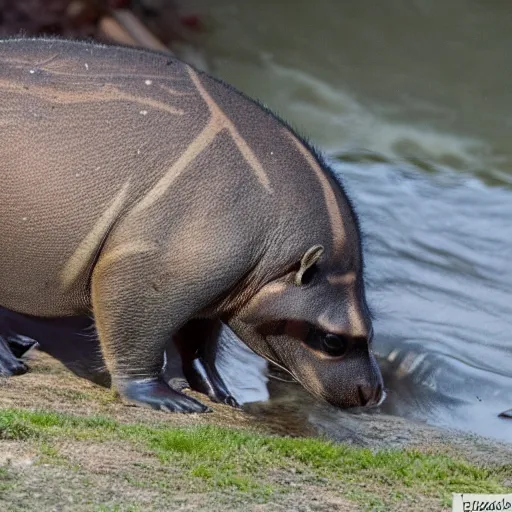 Image similar to photo of a hippopotamus raccoon hybrid