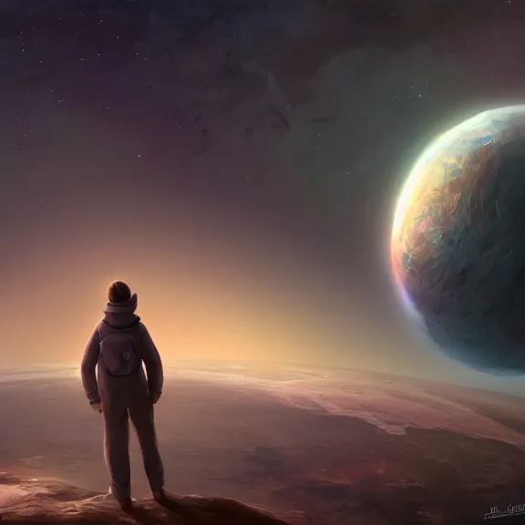 Image similar to a man searching the universe, highly detailed, digital painting, artstation, concept ar