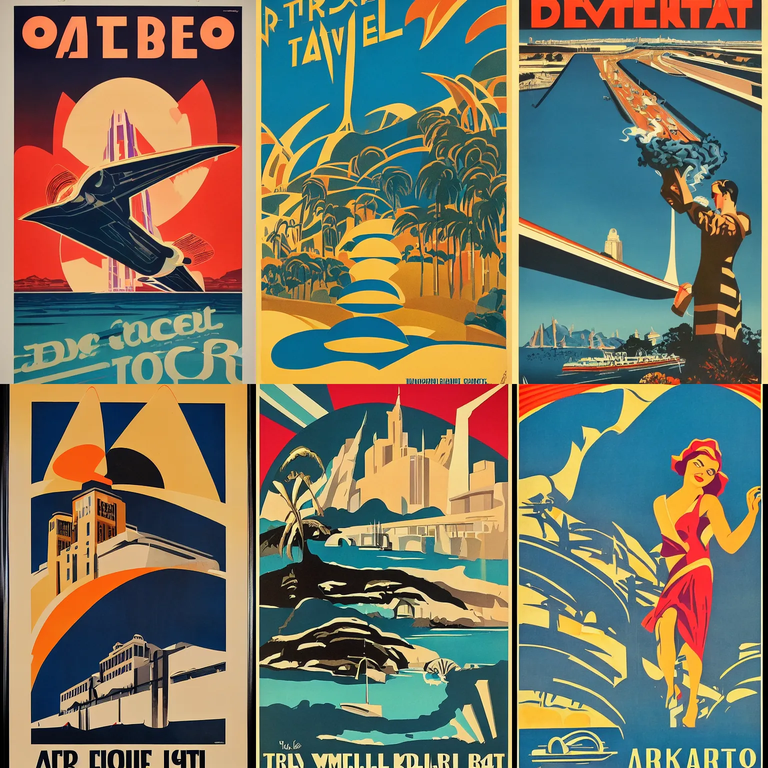Prompt: art deco travel poster from 1947