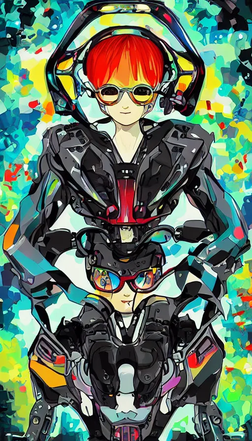 Prompt: techno artwork, by gainax co,