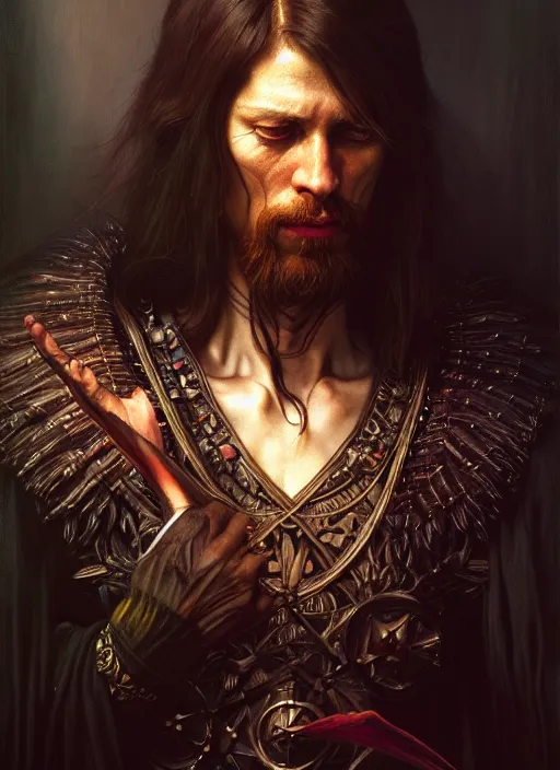 Image similar to wizard, full body, hyper realistic, extremely detailed, dnd character art portrait, dark fantasy art, intricate fantasy painting, dramatic lighting, vivid colors, deviantart, artstation, by edgar maxence and caravaggio and michael whelan and delacroix.