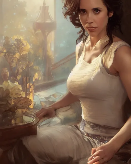 Prompt: a portrait painting of lacey chabert / linda cardellini / alison brie oil painting unreal 5 daz. rpg portrait, extremely detailed artgerm, greg rutkowski, alphonse mucha, vladimir volegov, adolphe bouguereaum