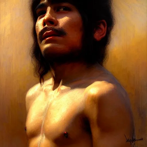 Image similar to a portrait of a good - lookiung chicano boy god,, high detail, cleary see face, by gaston bussiere, bayard wu, greg rutkowski, odd nerdrum, maxim verehin, dan dos santos, masterpiece, sharp focus, cinematic lightning - h 7 6 8