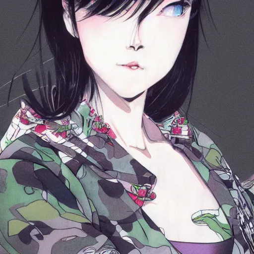 Prompt: Ahri, multicam top, illustration by Takehiko Inoue, cinematic portrait