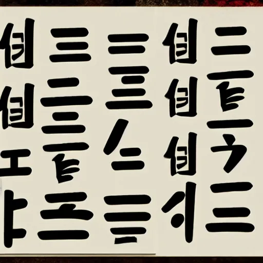 Prompt: kanji hangul fusion script