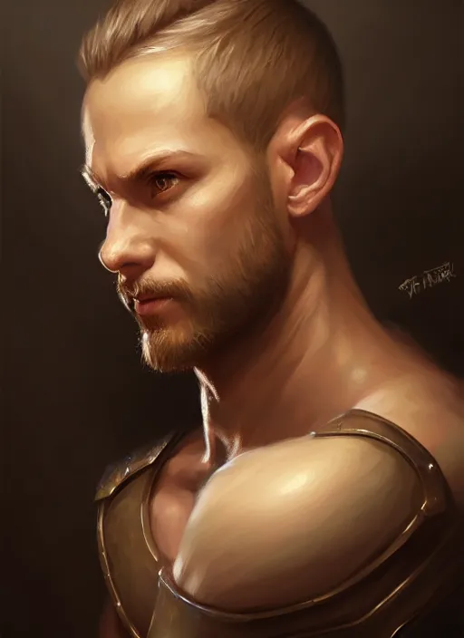 Image similar to a _ fantasy _ style _ portrait _ painting _ of light brown male short hair chiseled face big ears, rpg dnd oil _ painting _ unreal _ 5 _ daz. _ rpg _ portrait _ extremely _ detailed _ artgerm _ greg _ rutkowski _ greg