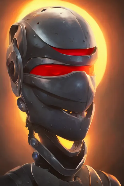 Image similar to epic mask helmet robot ninja portrait stylized as fornite style game design fanart by concept artist gervasio canda, behance hd by jesper ejsing, by rhads, makoto shinkai and lois van baarle, ilya kuvshinov, rossdraws global illumination radiating a glowing aura global illumination ray tracing hdr render in unreal engine 5