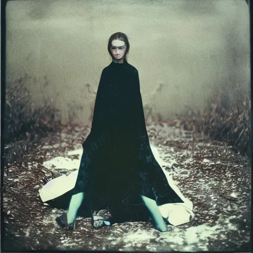 Image similar to kodak portra 4 0 0, wetplate, photo of a surreal artsy dream scene,, girl, weird fashion, photographed by paolo roversi style