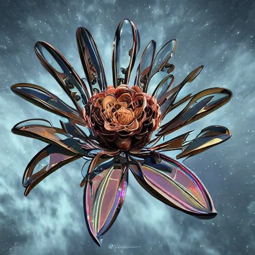 Image similar to giant mechanical rose, fantasy art