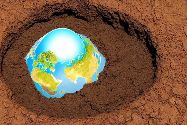 Prompt: earth opened exposing the core