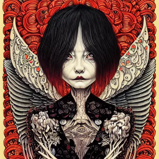 Prompt: portrait painted in jacek yerka style drawn by vania zouravliov and takato yamamoto, inspired by angel of death, intricate acrylic gouache painting, high detail, sharp high detail, artstation