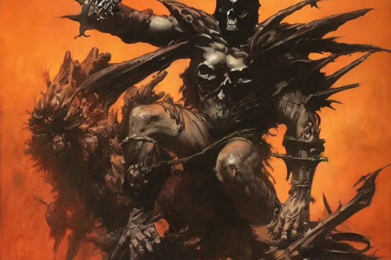 Image similar to death dealer, a painting by Frank Frazetta