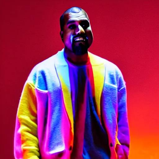 Prompt: Kanye west dressed up as a clown, kanye 🤡, funny, kanye west the rapper on stage, rtx on, real life visuals, high detail, cinematic view