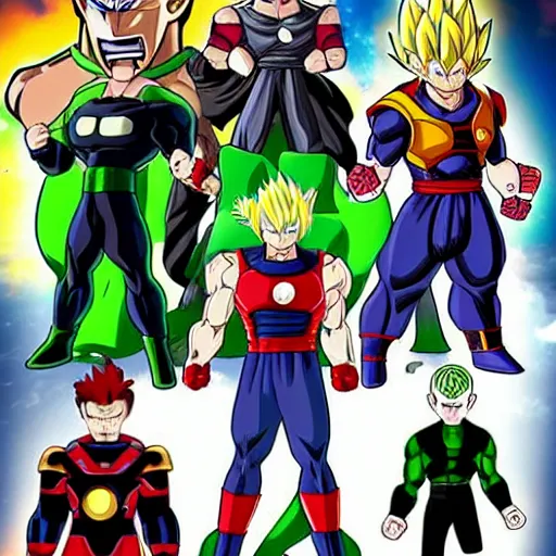 Prompt: avengers but dragonball z style