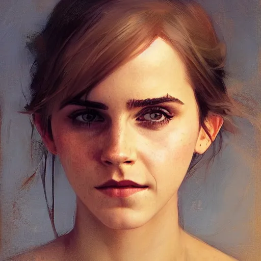 Image similar to emma watson by Richard Schmid by Jeremy Lipking by moebius by atey ghailan