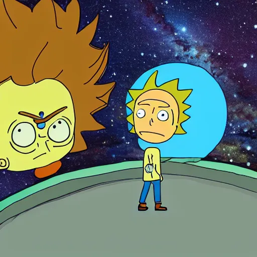 Prompt: morty wanders the universe