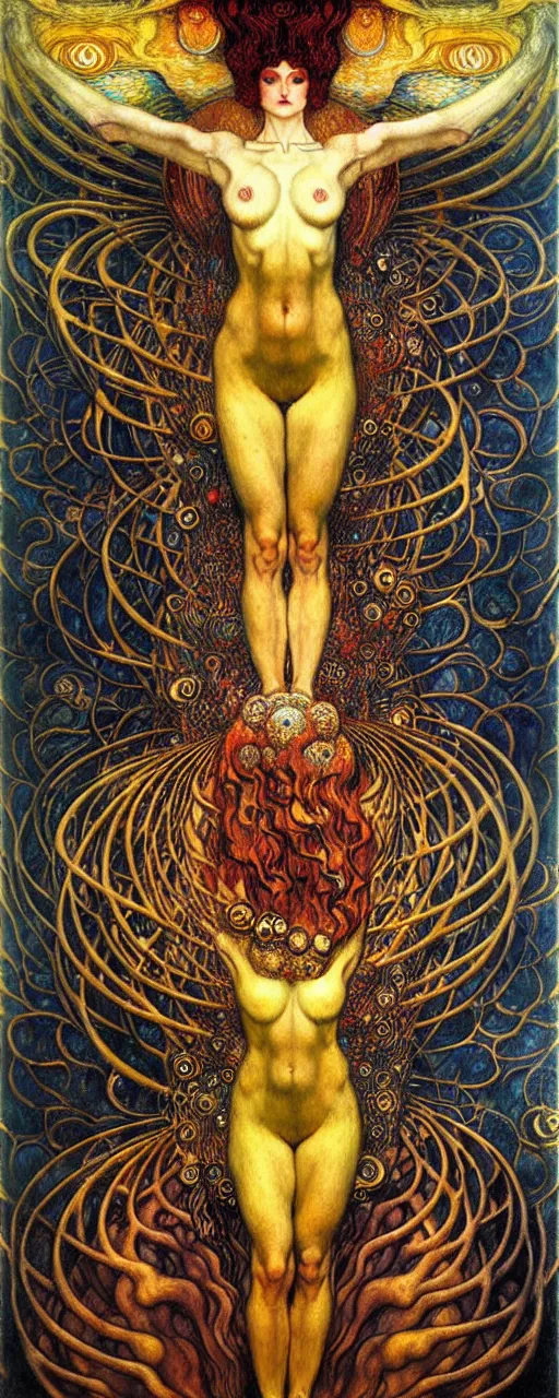 Image similar to Divine Chaos Engine by Karol Bak, Jean Delville, William Blake, Gustav Klimt, and Vincent Van Gogh, symbolist, visionary