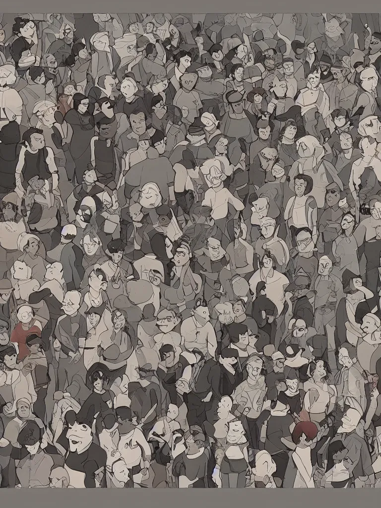 Prompt: crowd by disney concept artists, blunt borders, rule of thirds