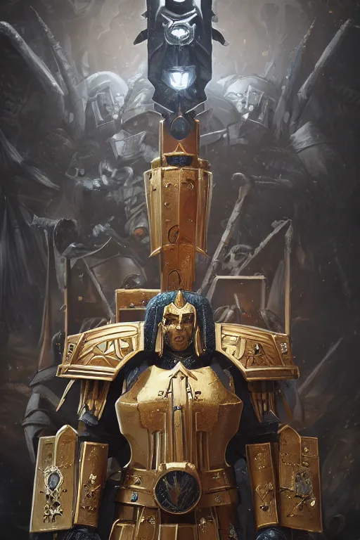 Image similar to queen portrait heros warhammer 4 0 k horus heresy fanart - the primarchs emperor by johannes helgeson animated with vfx concept artist & illustrator global illumination ray tracing hdr fanart arstation zbrush central hardmesh 8 k octane renderer comics stylized