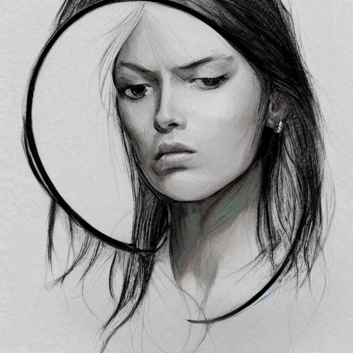 Prompt: Portrait of a woman staring blankly at the viewer while tears stream down her cheeks and she holds a mirror in her hand, ArtStation.