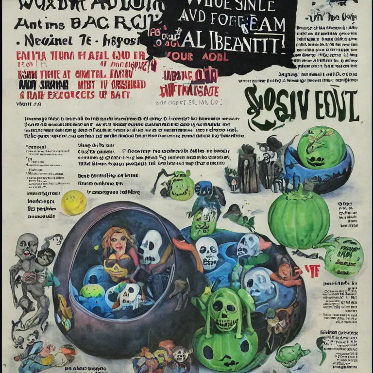 Prompt: A magazine advertisement for an extremely spooky haunted ball pit