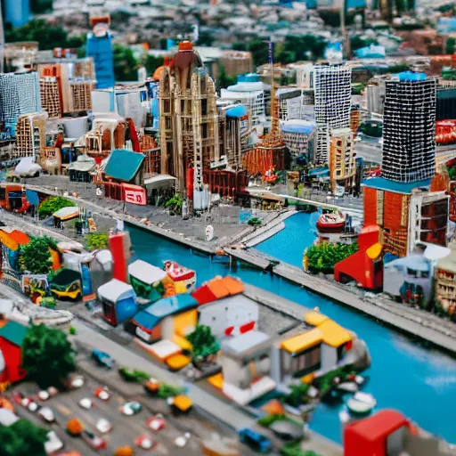 Prompt: sydney lego town, 3 5 mm lens, shallow dof, cinematic, photo, 4 k, detailed, tiny