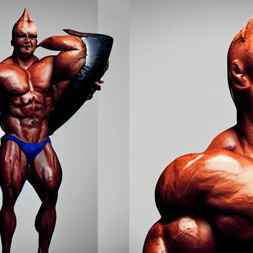 Prompt: bodybuilder with shark head, portrait, photography, 4 k, unreal engine