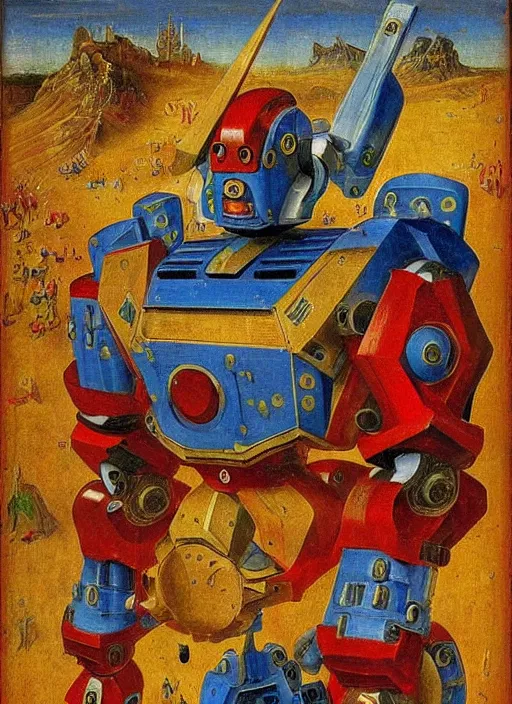 Image similar to mecha warrior robot by Jan van Eyck