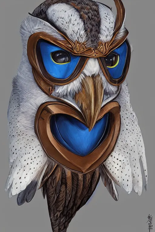 Prompt: portrait a new mas as hero barn owl based, dc style, barn owl symbol in chest, barn owl mask, hand wraps, by yusuke murata and masakazu katsura, artstation, highly - detailed, cgsociety, oils, colorful, intricate details