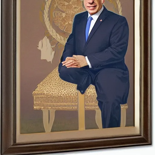 Prompt: a portrait of benjamin netanyahu by alphones mucha