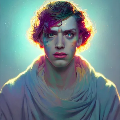 Prompt: Despair, handsome, colorful, dramatic lighting, face, upper body, detailed, intricate, elegant, highly detailed, digital painting, artstation, concept art, smooth, sharp focus, illustration, art by Sam Spratt, Dan Mumford, Artem Demura and Alphonse Mucha