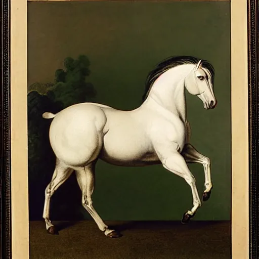 Prompt: a galloping horse with four legs, by george stubbs