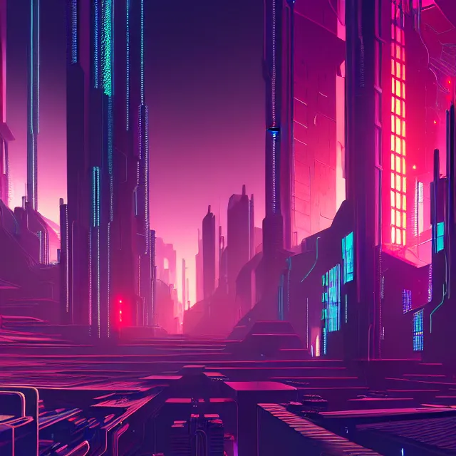 Image similar to a cyberpunk blockchain city, chains connecting separate blocks, blockchain, symmetry, intricate, volumetric lighting, beautiful, rich deep colors masterpiece, sharp focus, ultra detailed, in the style of john harris