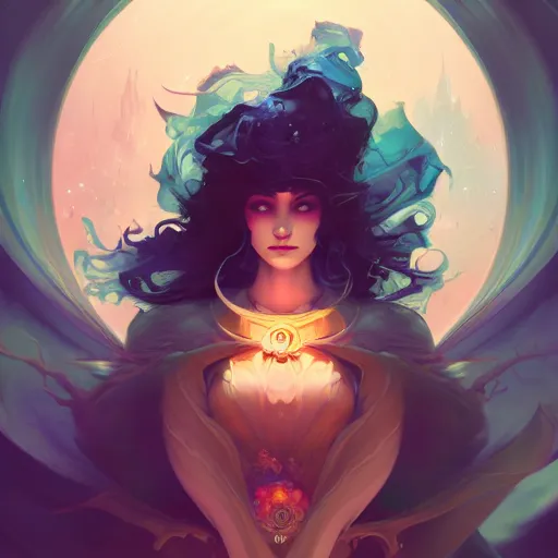 Image similar to a portrait of a beautiful morgan le fay, art by pete mohrbacher and guweiz and ilya kuvshinov, digital art, highly detailed, intricate, sci - fi, sharp focus, trending on artstation hq, deviantart, unreal engine 5, 4 k uhd image