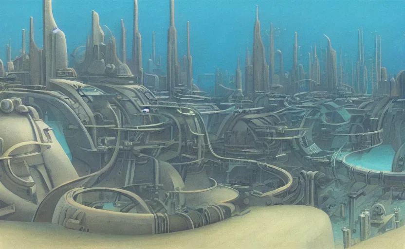 Image similar to underwater city, ralph mcquarrie