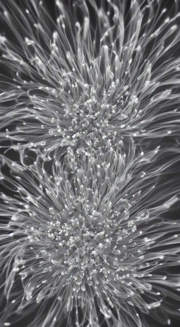 Image similar to a flower photographed with surrounding air currents, schlieren flow visualisation, photographic, highly detailed, schlieren, ir 660 nm, flow, flow visualization, 8k