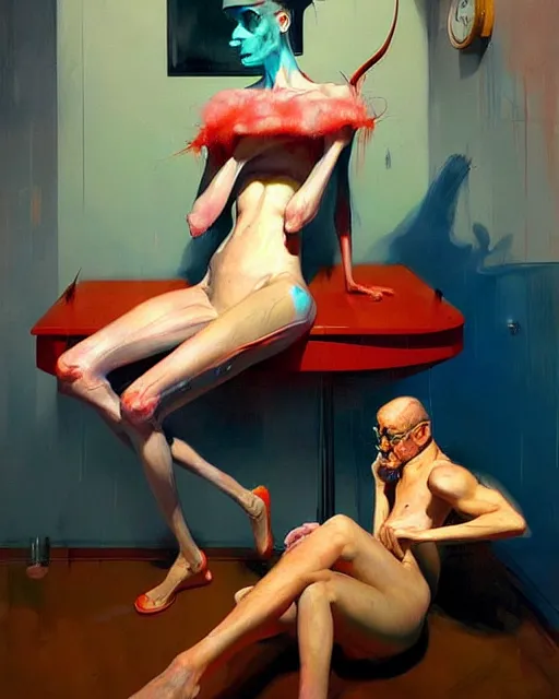 Image similar to centrally planned economies are upended by out of control population. their escape valve is eugenics. in he style of adrian ghenie, esao andrews, ( ( ( jenny saville ) ) ), edward hopper, surrealism, dark art by james jean